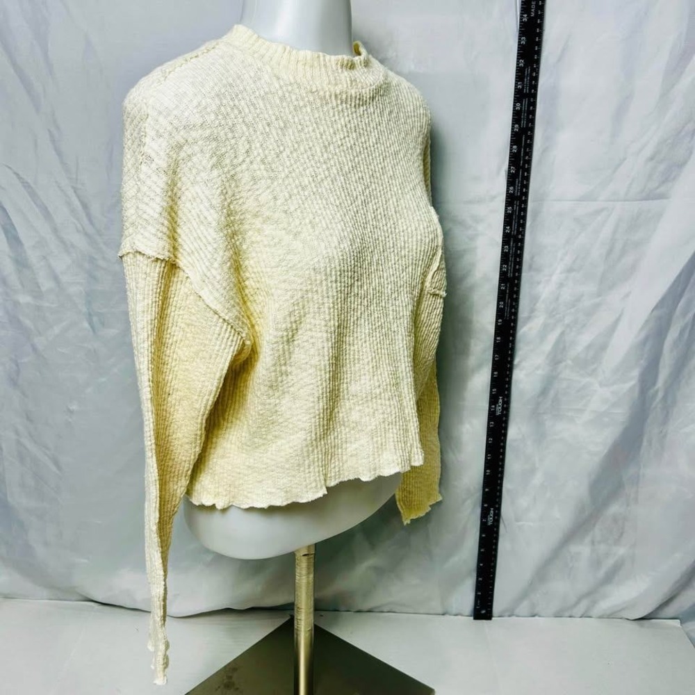 By Together + Collection*Cream Ribbed Mock Neck*Long Sleeve Sweater* Size M - Picture 2 of 10